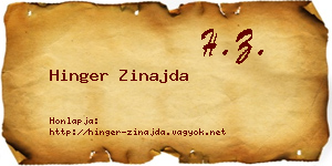 Hinger Zinajda névjegykártya